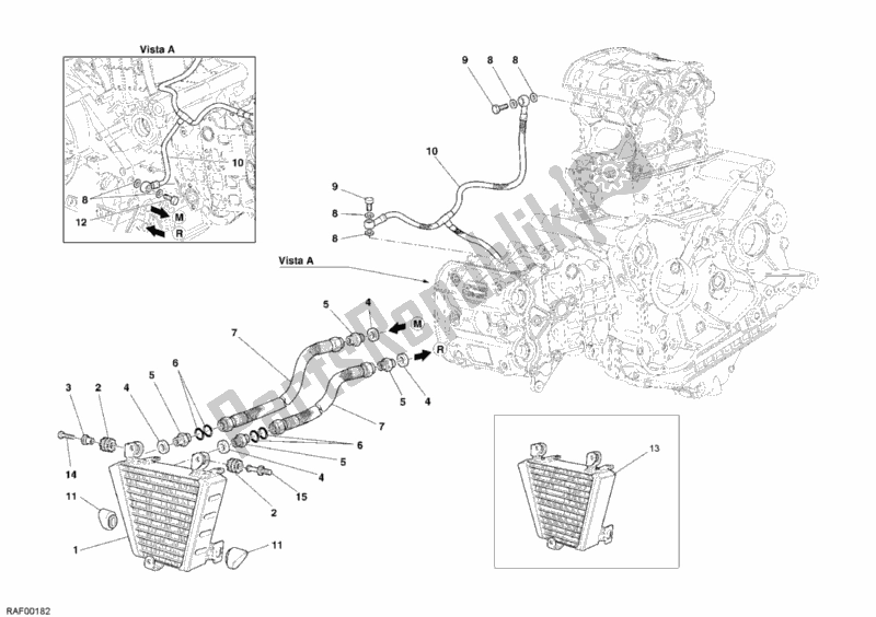 All parts for the Oil Cooler of the Ducati Superbike 999 USA 2005
